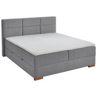 BOXSPRINGBETT 180/200 cm,  in Grau, Matratze, Bettkasten, Topper, H3 + H3 = fest  - Eichefarben/Grau, Basics, Holz/Textil (180/200cm) - home24