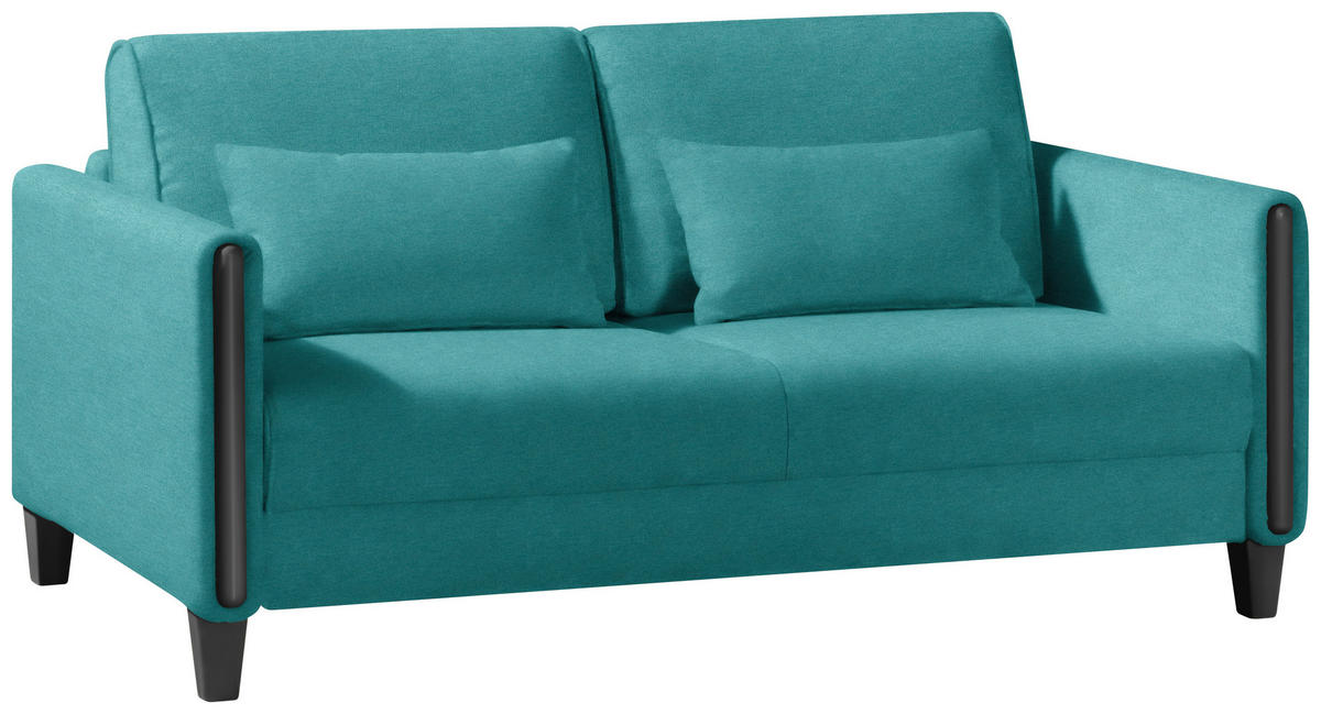 SCHLAFSOFA in Holz, Textil Schwarz, Türkis  - Türkis/Schwarz, Design, Holz/Textil (174/88/104cm) - Niels Andersson