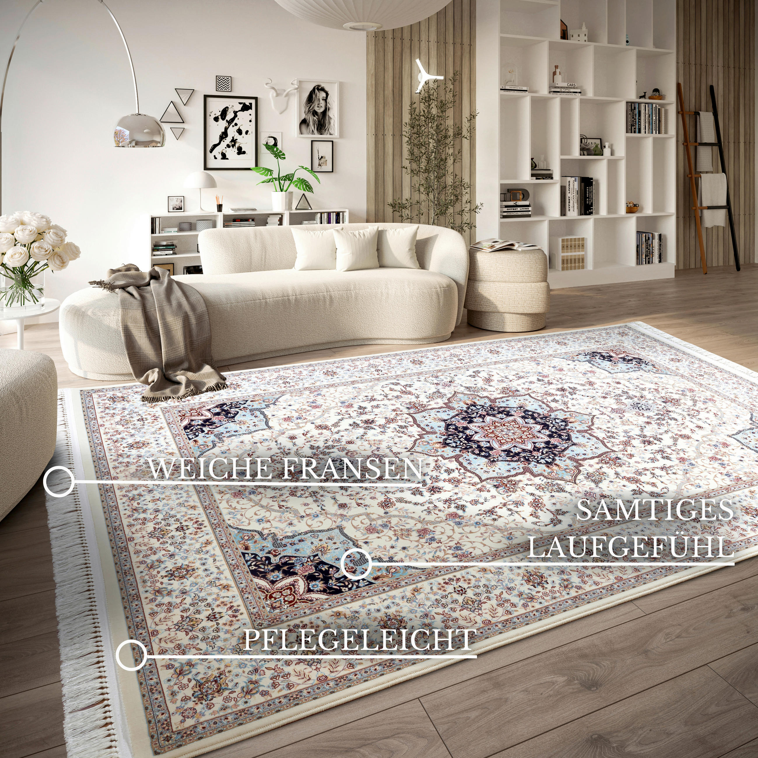 FLACHWEBETEPPICH 128/190 cm Kollektion 1870 Blau, Creme  - Blau/Creme, Design, Kunststoff/Textil (128/190cm) - Villeroy & Boch