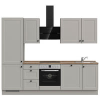 KÜCHENBLOCK 270 cm   in Grau, Eiche dunkel  - Eiche dunkel/Schwarz, MODERN, Holzwerkstoff/Metall (270cm) - Nobilia