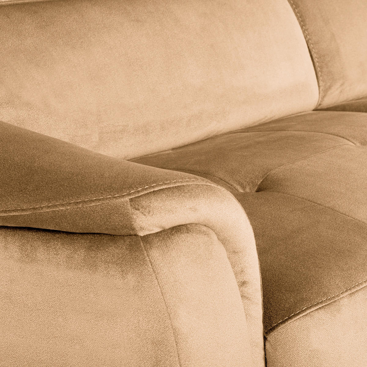 SCHLAFSOFA Samt Beige Rücken echt, Liegefunktion  - Beige/Schwarz, Design, Textil/Metall (203/77-98/103cm) - MID.YOU