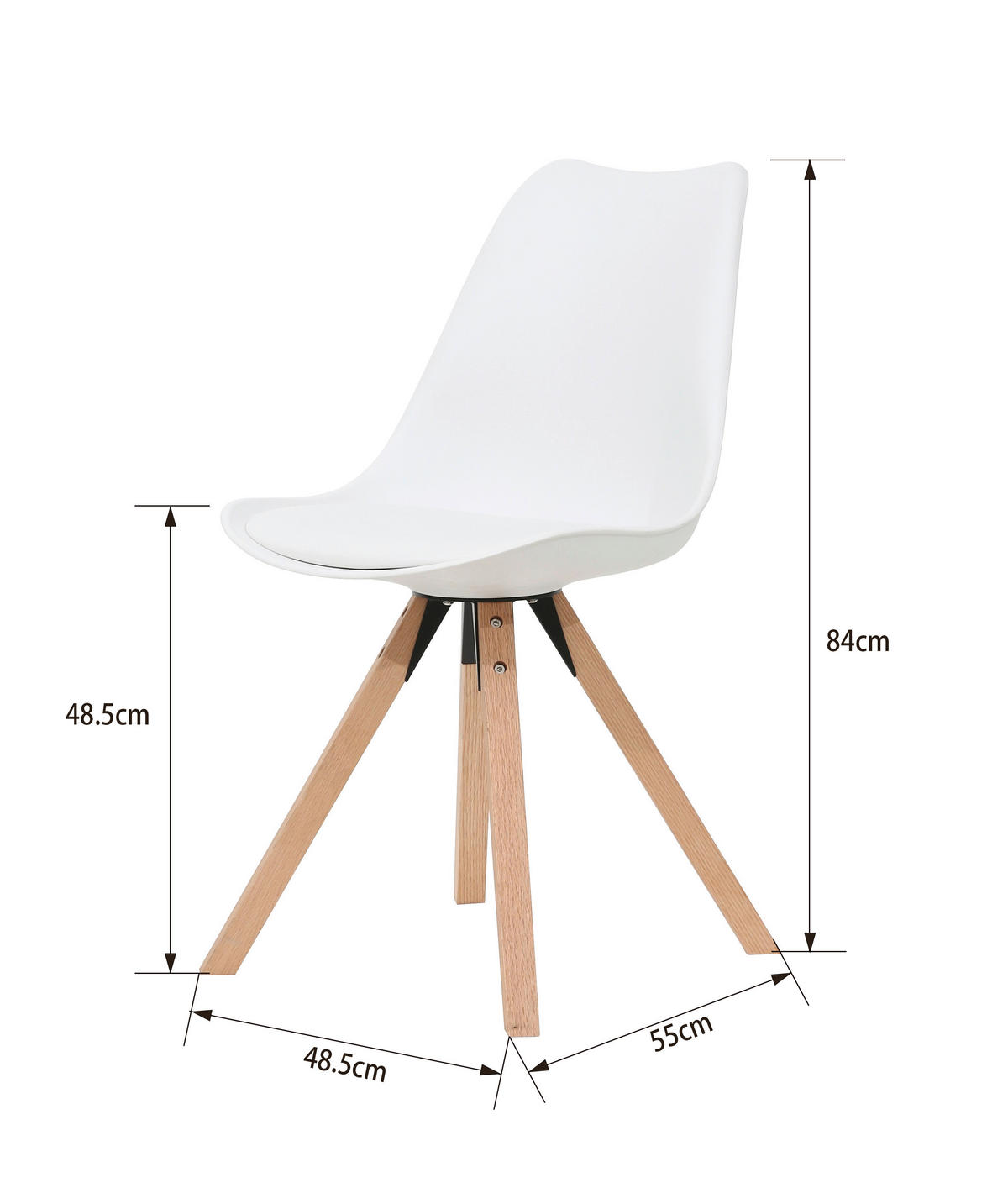 STUHL  in Lederlook glatt  - Weiss/Naturfarben, Lifestyle, Holz/Kunststoff (48,5/84/55cm) - MID.YOU