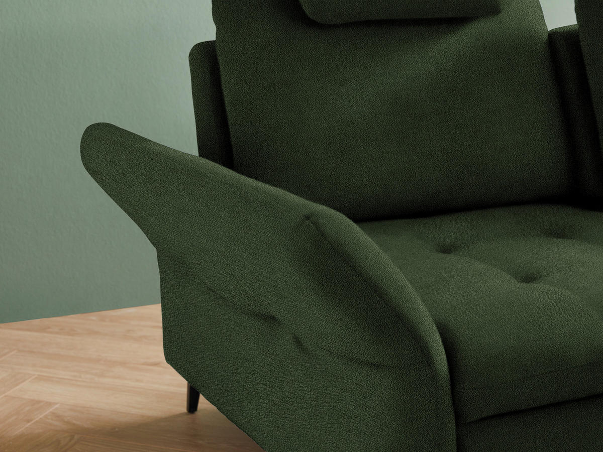 ECKSOFA in Flachgewebe Olivgrün  - Schwarz/Olivgrün, Natur, Textil/Metall (288/233cm) - Valnatura