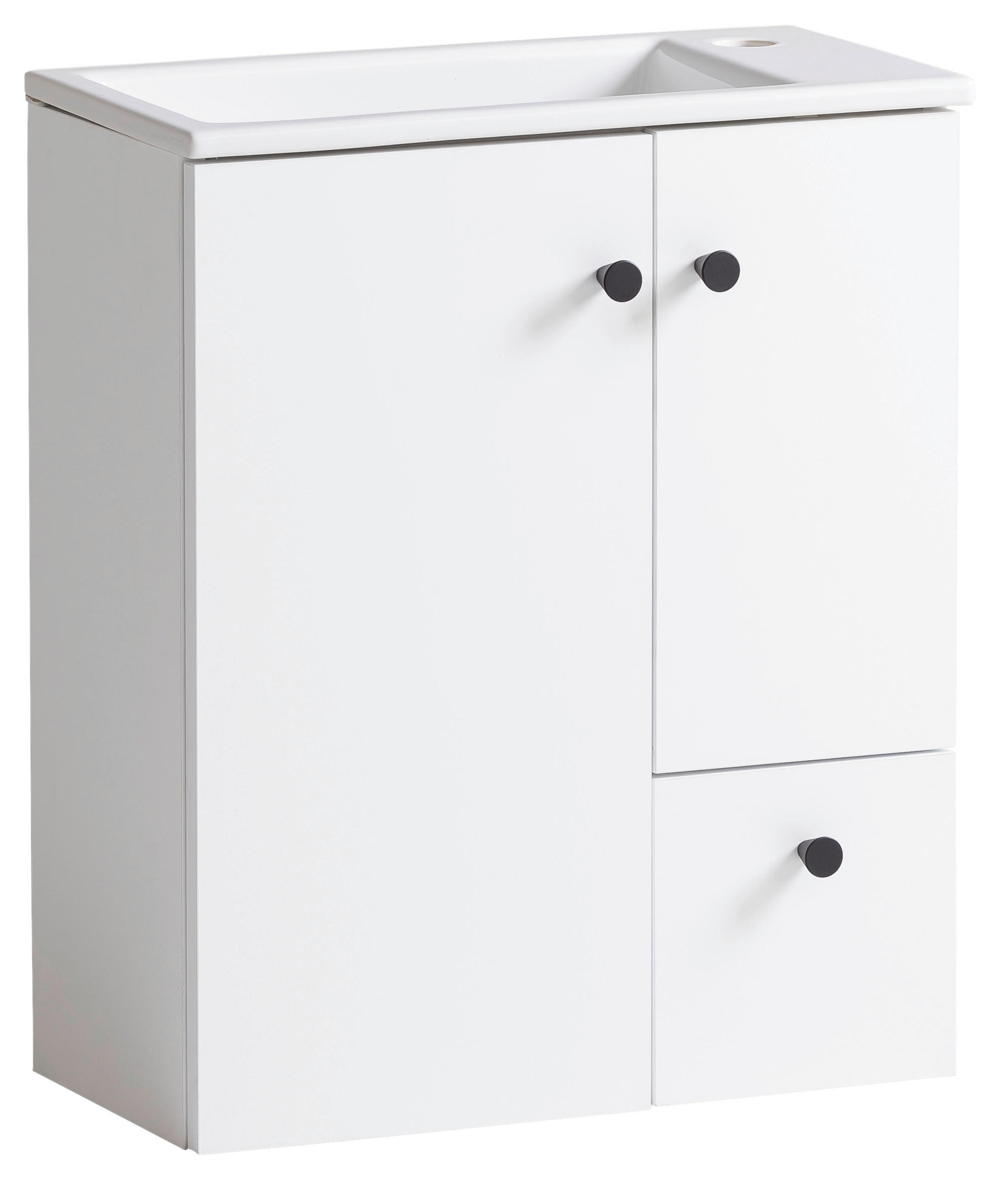 WASCHTISCHKOMBI  - Weiß Hochglanz/Schwarz, MODERN, Keramik/Holzwerkstoff (50/60/25cm) - MID.YOU