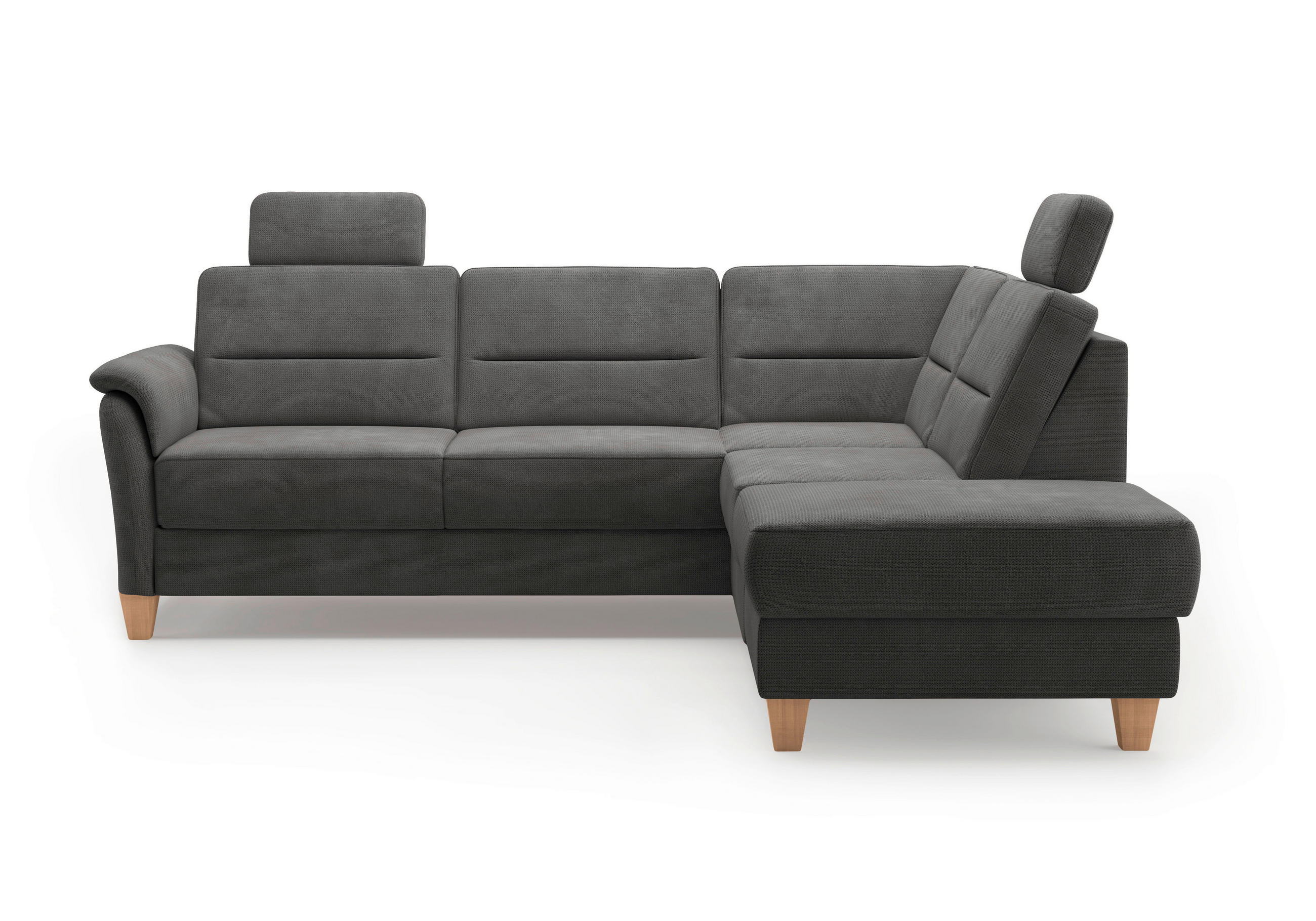 ECKSOFA in Flachgewebe Schwarz  236/212 cm  - Eichefarben/Schwarz, KONVENTIONELL, Holz/Textil (236/212cm) - Sit & More