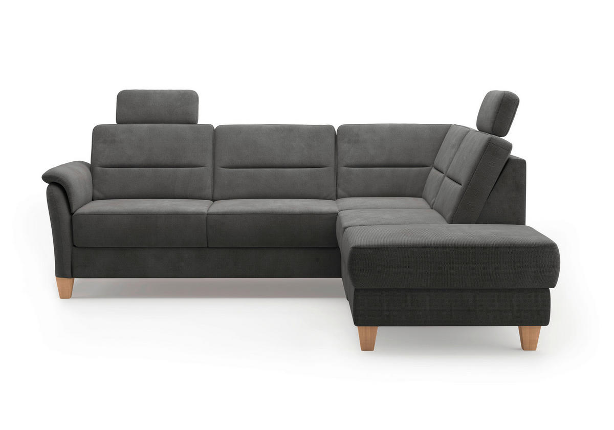 ECKSOFA in Flachgewebe Schwarz  236/212 cm  - Eichefarben/Schwarz, KONVENTIONELL, Holz/Textil (236/212cm) - Sit & More