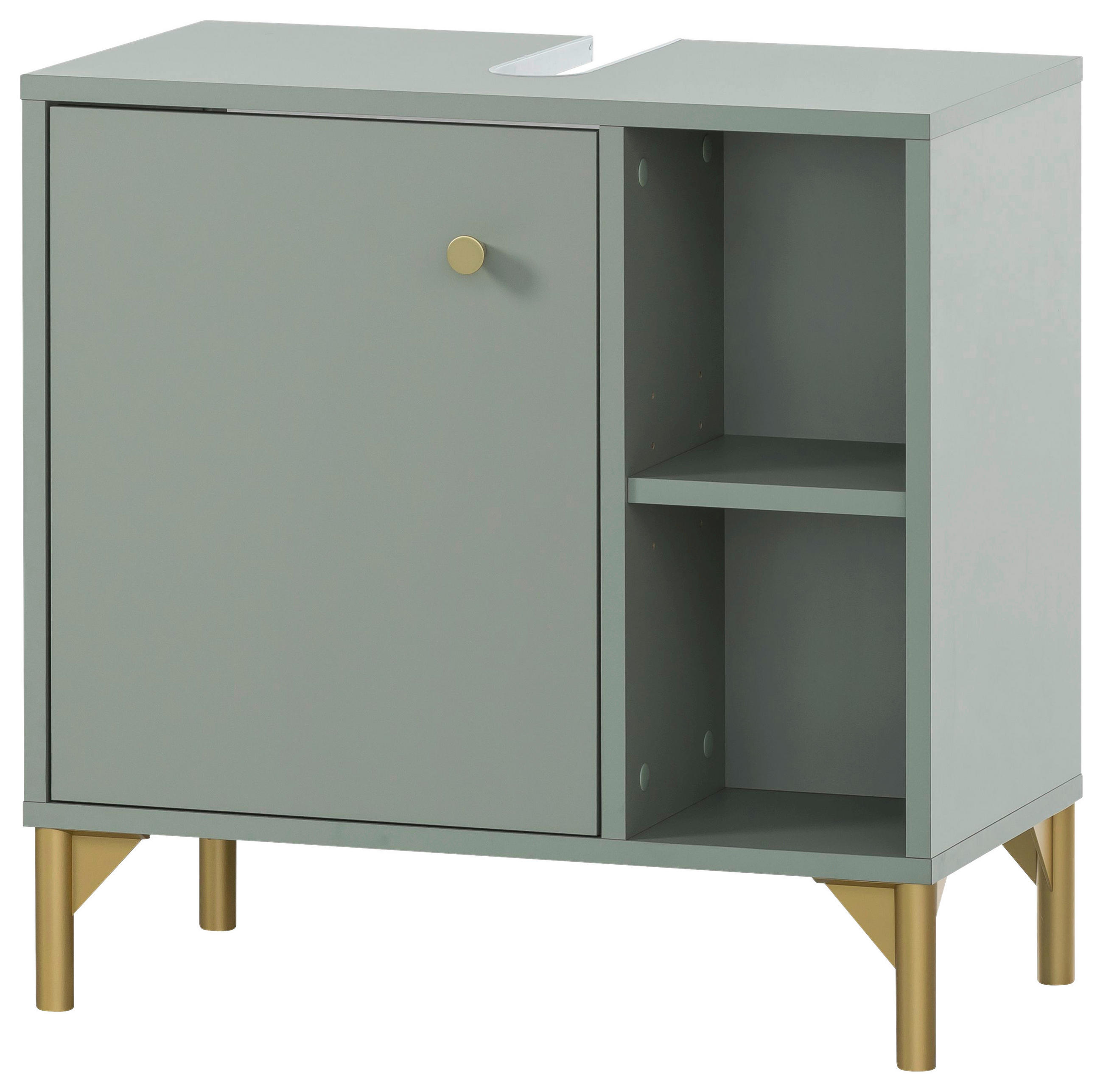 WASCHBECKENUNTERSCHRANK 60,2/60,3/33,10 cm  - Pastellgrün/Goldfarben, MODERN, Holzwerkstoff/Kunststoff (60,2/60,3/33,10cm) - Stylife