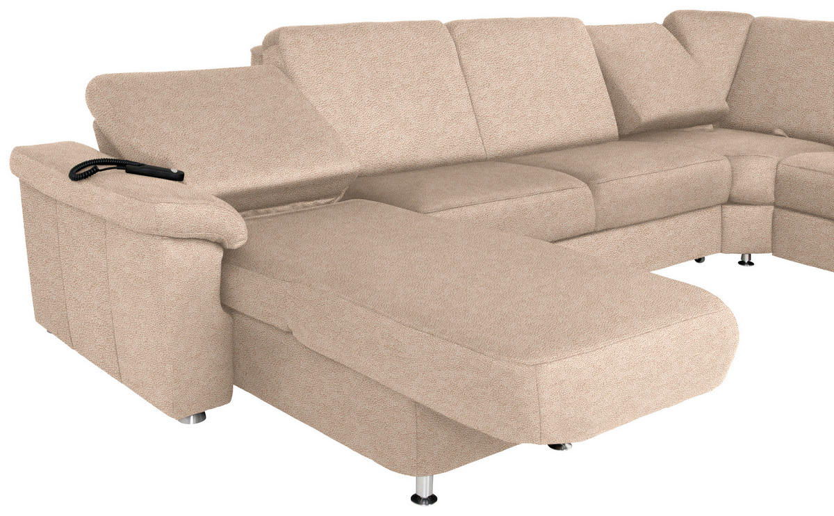 WOHNLANDSCHAFT in Flachgewebe Beige  - Chromfarben/Beige, KONVENTIONELL, Textil/Metall (163/336/240cm) - Beldomo System