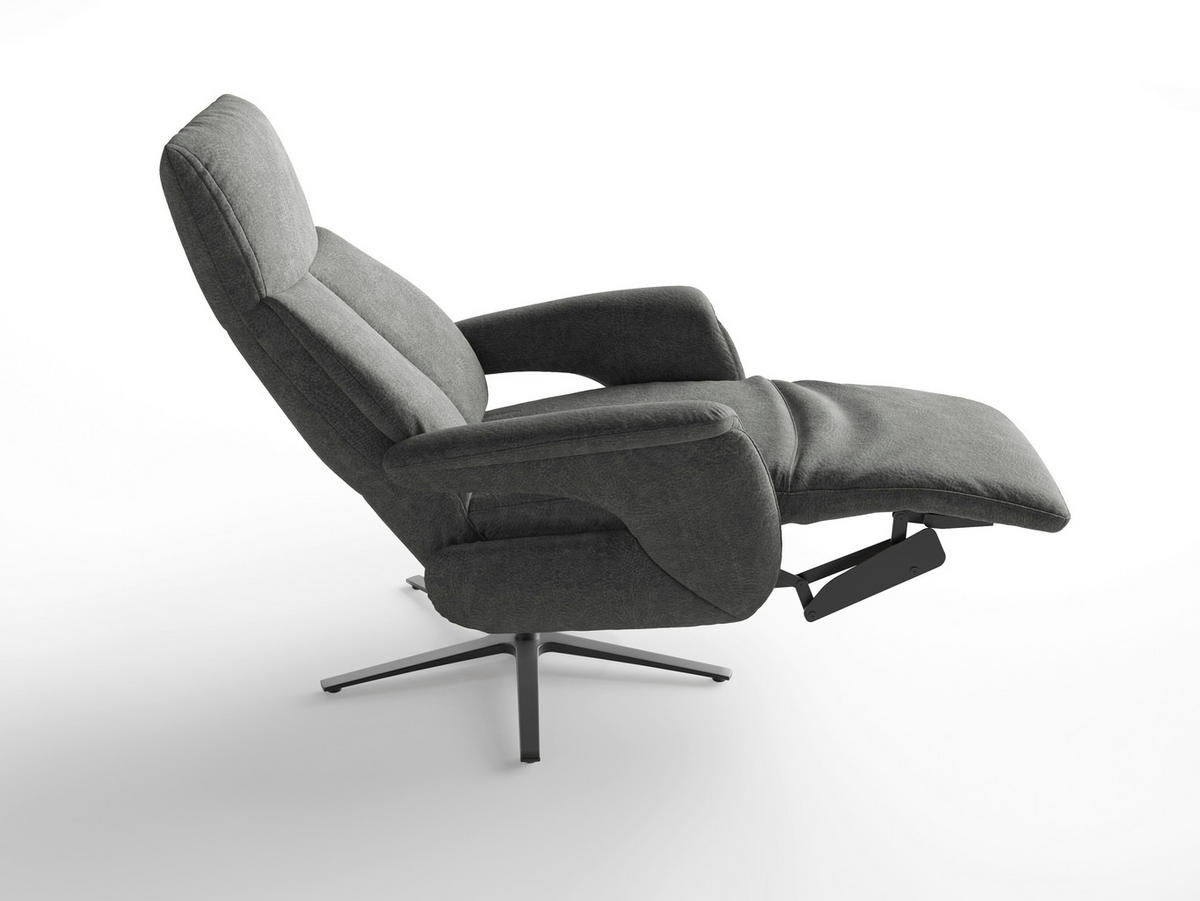 RELAXSESSEL TV LAZY E XS1 Mikrofaser Kopfteilverstellung, Rücken echt    - Dunkelgrau/Schwarz, Basics, Textil/Metall (75/110/85cm) - Sit & More