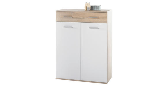 SCHUHSCHRANK 90/120/36 cm - Eichefarben/Silberfarben, Design, Holzwerkstoff/Kunststoff (90/120/36cm) - Carryhome