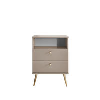 Noptieră, 50/70/34 cm, bej - bej/alămiu, Modern, metal/material pe bază de lemn (50/70/34cm) - Ti'me