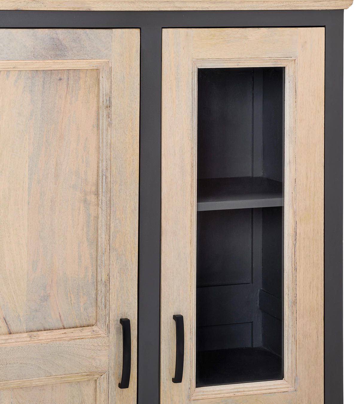 HIGHBOARD Kigali  in 100/145/40 cm  - Schwarz/Naturfarben, Natur, Glas/Holz (100/145/40cm) - Livetastic