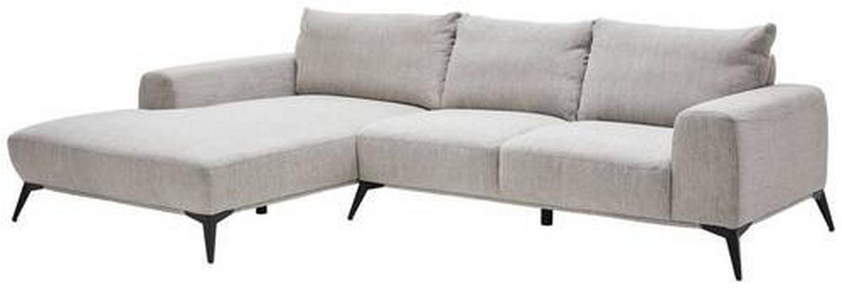 ECKSOFA in Webstoff Hellgrau  - Hellgrau/Schwarz, Design, Textil/Metall (187/298cm) - Stylife