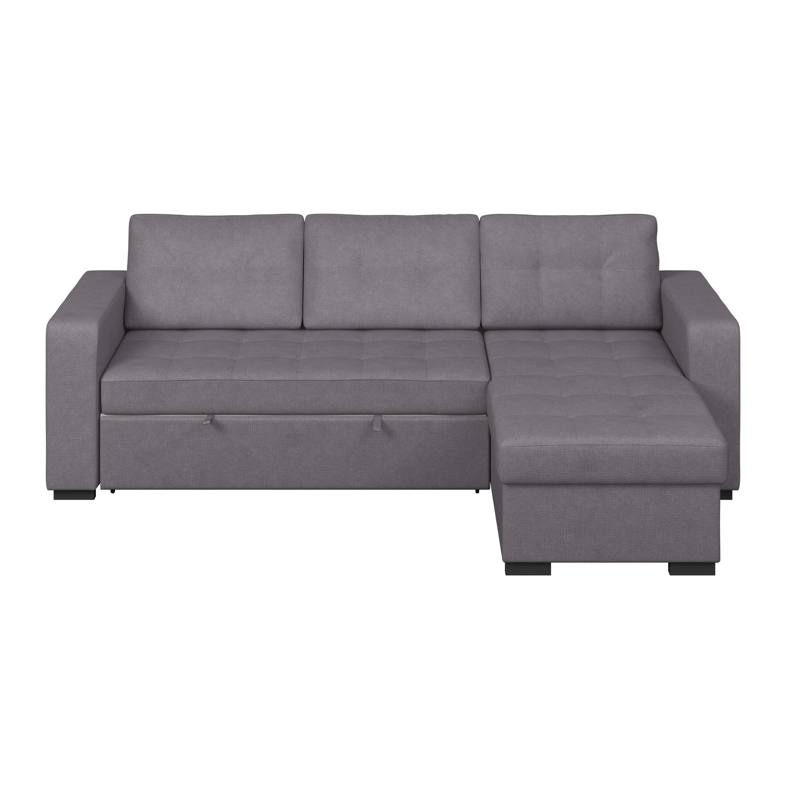 ECKSOFA Mikrofaser, Struktur Dunkelgrau  - Dunkelgrau/Schwarz, Trend, Textil/Metall (239/160cm) - MID.YOU