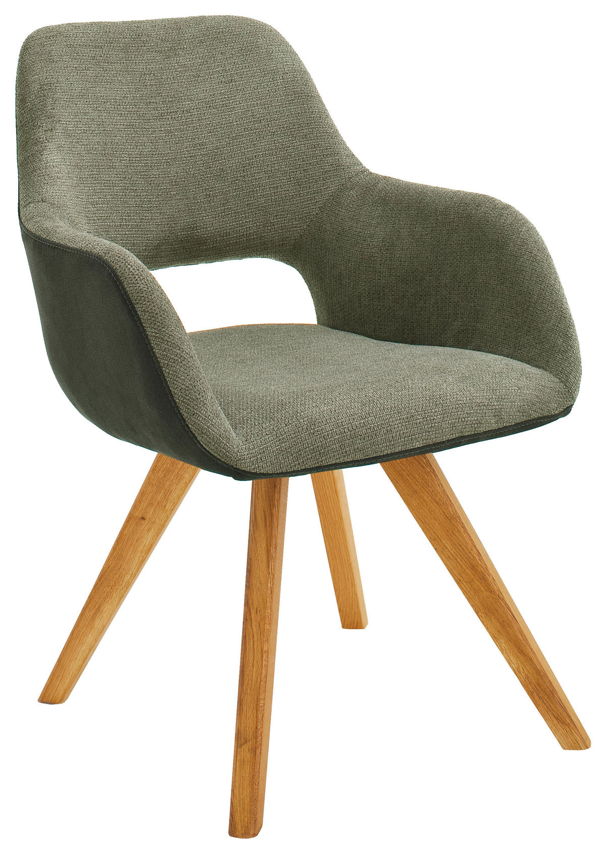 ARMLEHNSTUHL  in Flachgewebe, Mikrofaser  - Wildeiche/Olivgrün, Design, Holz/Textil (56/86/64cm) - Lomoco