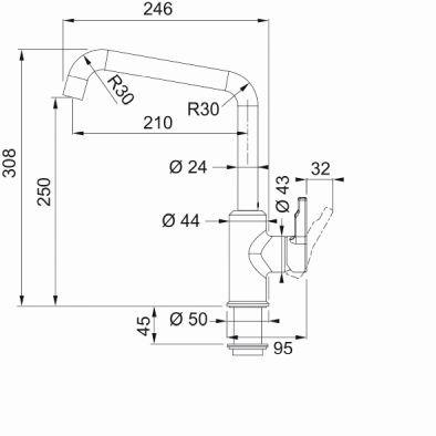 KÜCHENARMATUR - Schwarz, Basics, Metall (24,6/30,8/9,5cm) - Franke