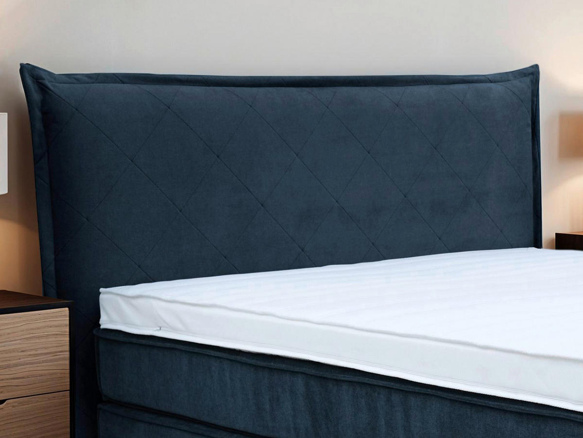 BOXSPRINGBETT 180/200 cm  in Dunkelblau  - Schwarz/Dunkelblau, Konventionell, Kunststoff/Textil (180/200cm) - Ti'me