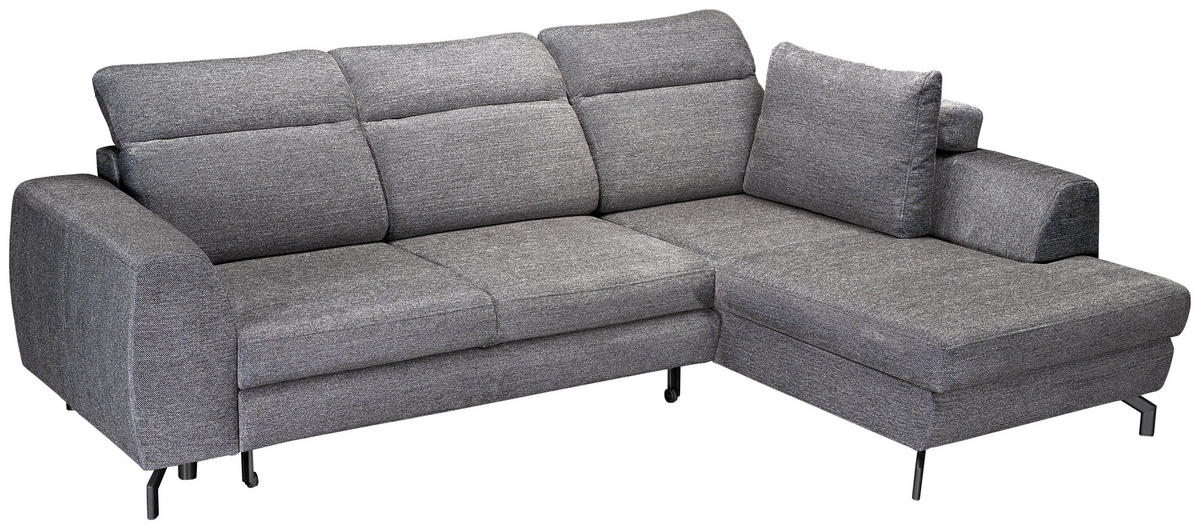 ECKSOFA Dunkelgrau Chenille  - Dunkelgrau/Schwarz, KONVENTIONELL, Textil/Metall (266/185cm) - Carryhome