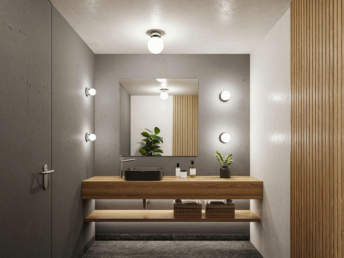 BADEZIMMER-DECKENLEUCHTE Gove 8,0/10,6 cm   - Chromfarben/Weiß, Basics, Glas/Metall (8,0/10,6cm) - Paulmann
