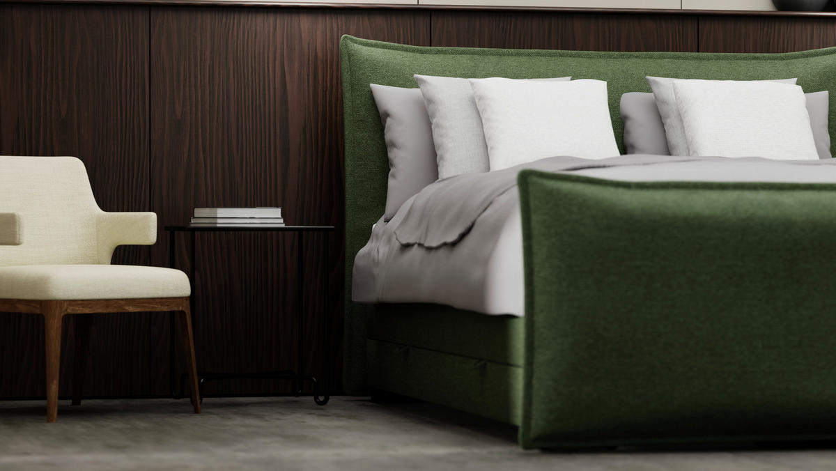 BOXSPRINGBETT 180/200 cm  in Grün  - Schwarz/Grün, MODERN, Textil (180/200cm) - MID.YOU