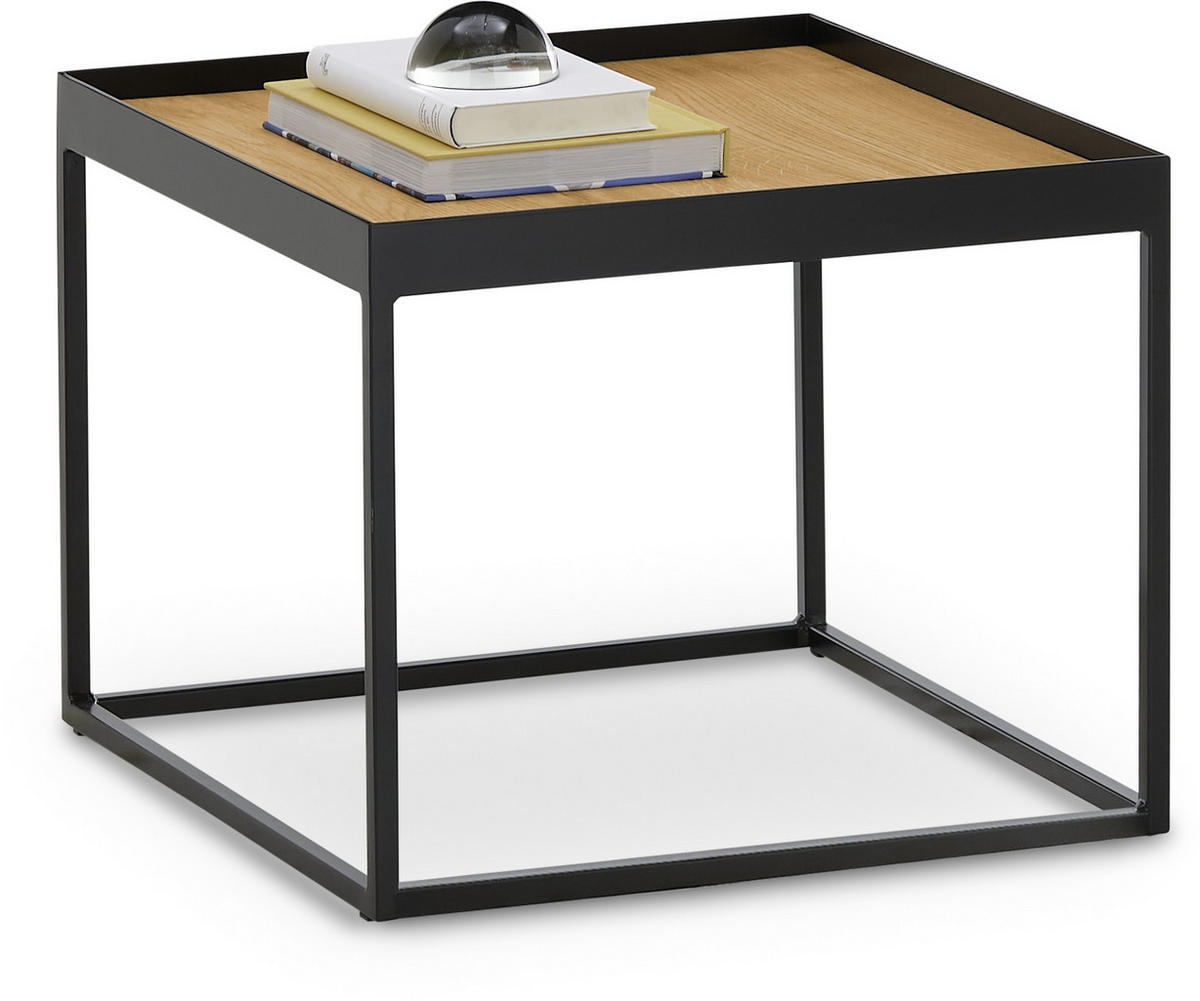 COUCHTISCH Eiche massiv 50/50/39 cm quadratisch Schwarz, Eichefarben  - Eichefarben/Schwarz, Natur, Holz/Metall (50/50/39cm) - SetOne by Musterring