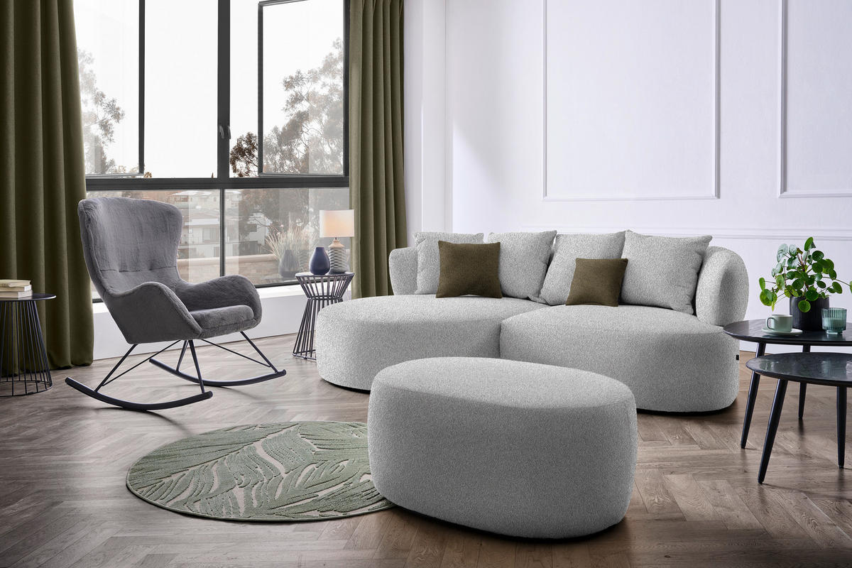 ECKSOFA  in Bouclé Taupe  166/235 cm  - Taupe/Schwarz, MODERN, Kunststoff/Textil (166/235cm) - Hom`in