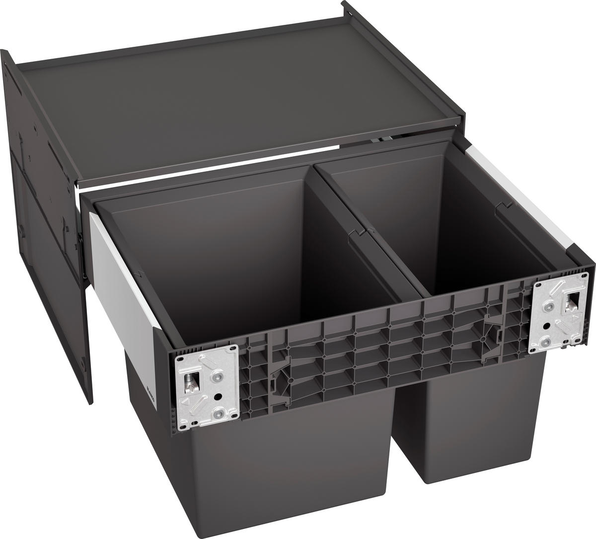 EINBAUABFALLSAMMLER 30 + 19 l  Metall, Kunststoff  - Edelstahlfarben/Schwarz, Kunststoff/Metall (56,2/36,1/45cm) - Blanco