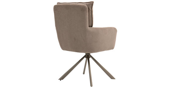 ARMLEHNSTUHL  Sitzfläche 180° drehbar, automatische Rückholfunktion Feincord  - Braun, Design, Textil/Metall (61/95/67cm) - Novel