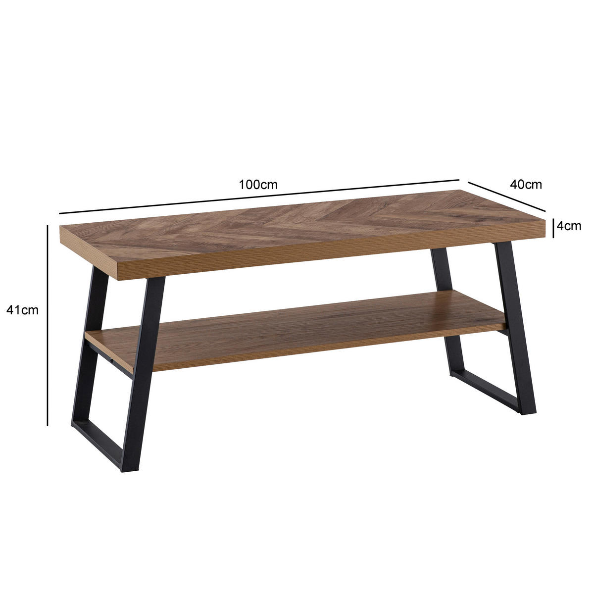 COUCHTISCH 100/40/41 cm rechteckig Eichefarben  - Eichefarben/Schwarz, Design, Holzwerkstoff/Metall (100/40/41cm) - MID.YOU