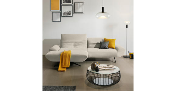 ECKSOFA  in Teddystoff Creme  170-195/280 cm  - Creme/Schwarz, Design, Textil/Metall (170-195/280cm) - Dieter Knoll