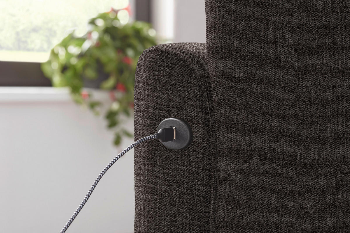 ECKSOFA in Flachgewebe Graubraun  - Graubraun/Schwarz, Design, Textil/Metall (252/191cm) - Dieter Knoll