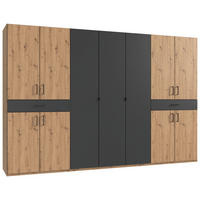 DREHTÜRENSCHRANK in Graphitfarben, Eiche Artisan  - Schwarz/Graphitfarben, Konventionell, Holzwerkstoff/Kunststoff (313/208/58cm) - Carryhome