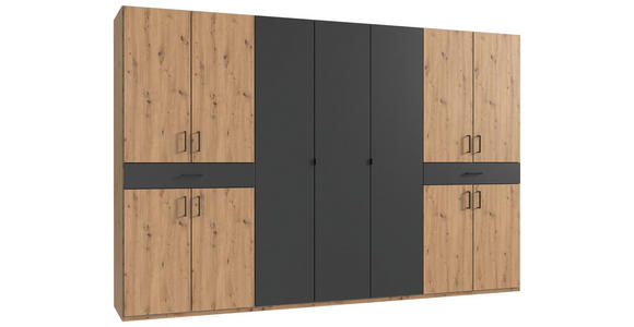 DREHTÜRENSCHRANK  in Graphitfarben, Eiche Artisan  - Schwarz/Graphitfarben, KONVENTIONELL, Holzwerkstoff/Kunststoff (313/208/58cm) - Carryhome