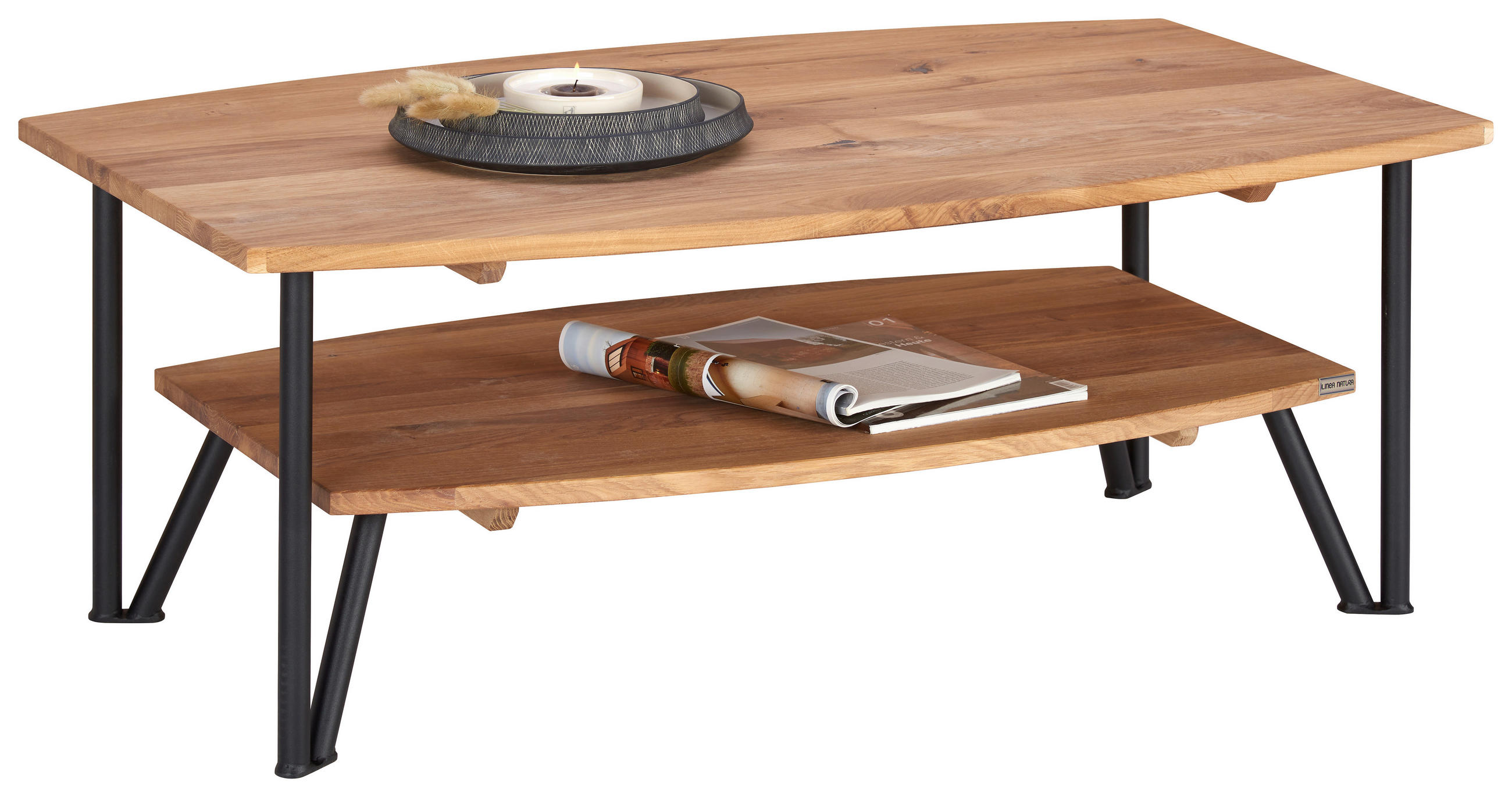 COUCHTISCH in Holz 110/70/43 cm  - Eichefarben/Schwarz, Design, Holz/Metall (110/70/43cm) - Linea Natura