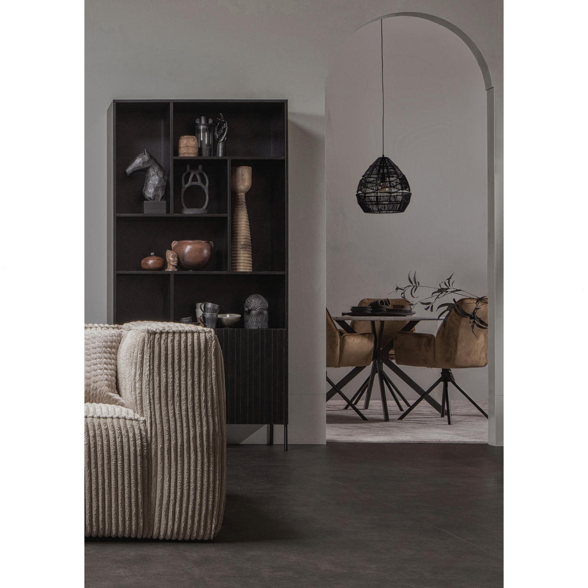 3,5-SITZER Bean in gerippt Sandfarben  - Sandfarben, Design, Kunststoff/Textil (242/73/96cm) - Livetastic