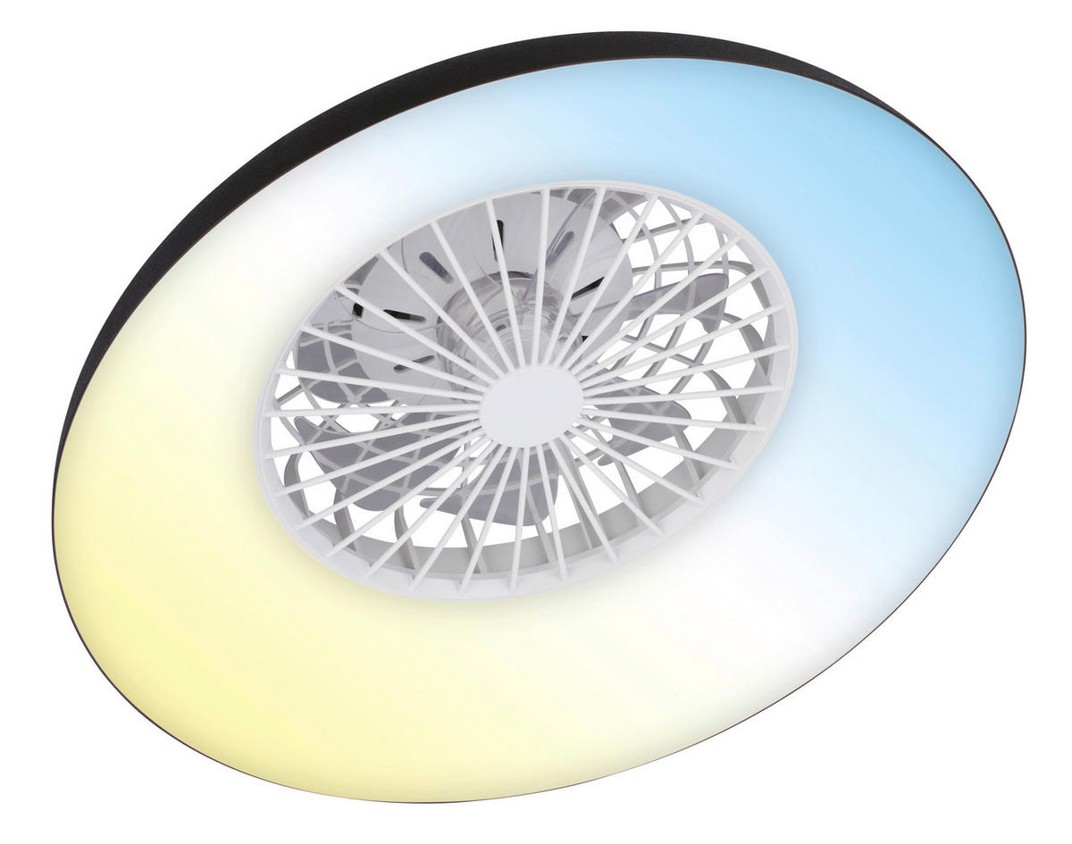 Deckenleuchte mit Ventilator 60/19 cm  - Schwarz/Weiß, Design, Kunststoff (60/19cm)