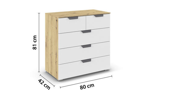 KOMMODE  in 80/81/42 cm  - Dunkelgrau/Weiß, Design, Holzwerkstoff/Metall (80/81/42cm) - Carryhome