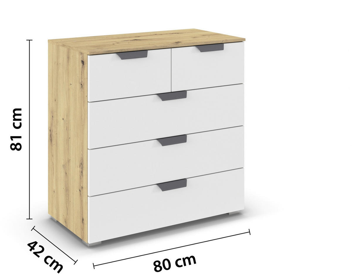 KOMMODE  in 80/81/42 cm  - Dunkelgrau/Weiß, Design, Holzwerkstoff/Metall (80/81/42cm) - Carryhome
