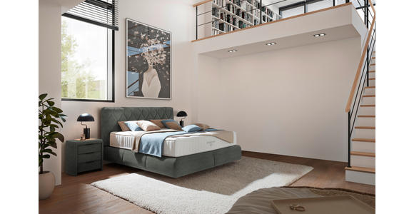 BOXSPRINGBETT 180/200 cm  in Grau  - Schwarz/Grau, Design, Kunststoff/Textil (180/200cm) - Johann Jakob