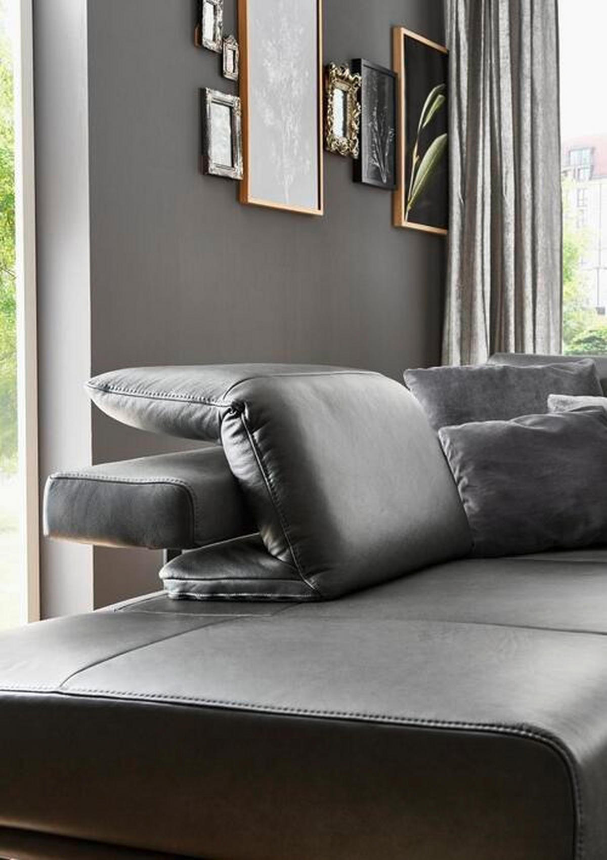 ECKSOFA in Echtleder Anthrazit  - Anthrazit, Design, Leder/Metall (325/255cm) - Dieter Knoll