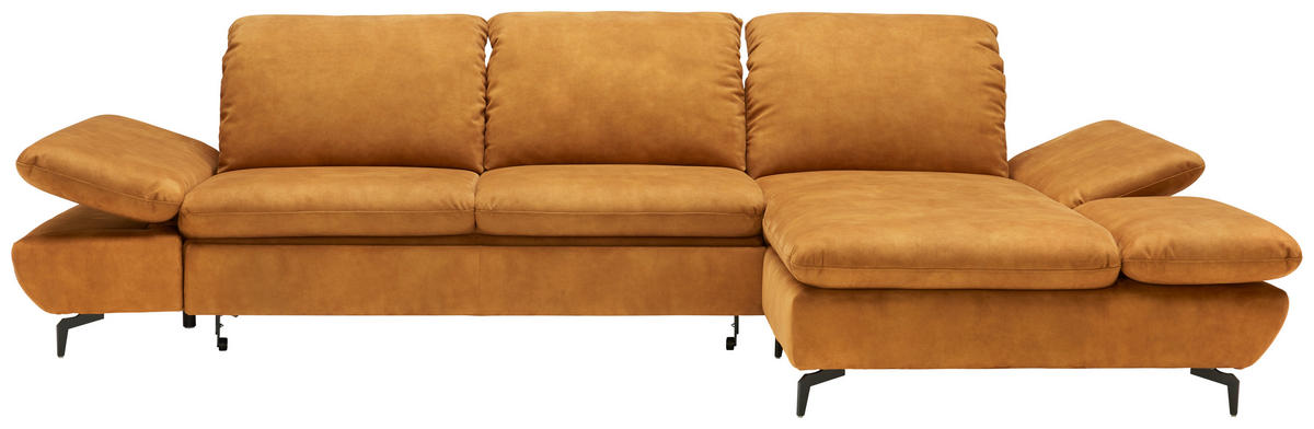 ECKSOFA in Flachgewebe Currygelb  - Currygelb/Schwarz, Design, Textil/Metall (315/200cm) - Chilliano