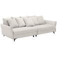 BIGSOFA  in Webstoff Weiß  - Schwarz/Weiß, KONVENTIONELL, Textil/Metall (282/94/127cm) - Ambia Home
