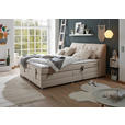 BOXSPRINGBETT 180/200 cm,  in Creme, Matratze, Bettkasten, Topper, motorische Verstellbarkeit, H2 = mittel  - Silberfarben/Creme, Design, Kunststoff/Textil (180/200cm) - Esposa