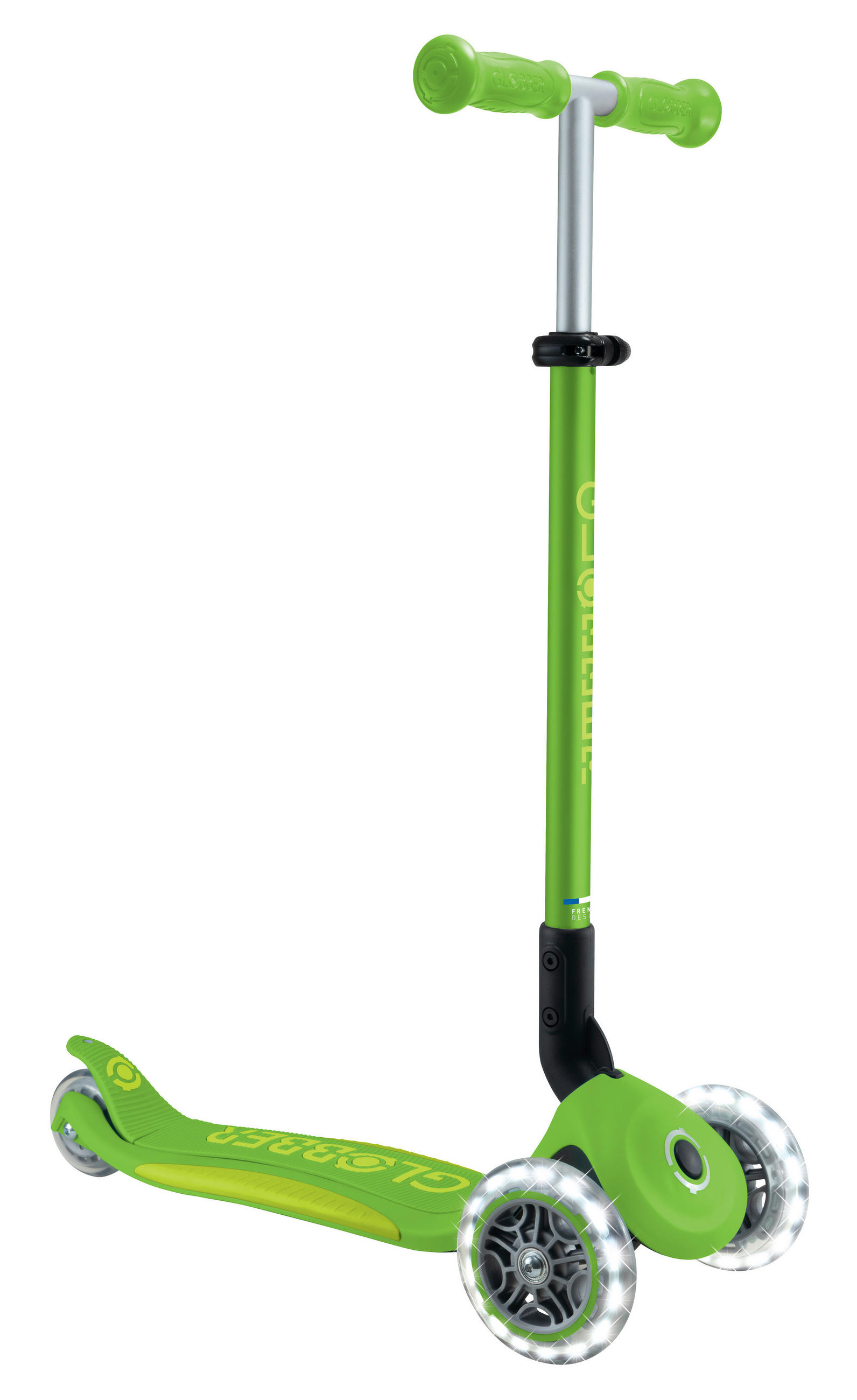 KINDERSCOOTER PRIMO FOLDABLE PLUS LIGHTS  - Limette/Grün, LIFESTYLE, Kunststoff/Metall (57,5/28/82,5cm) - GLOBBER
