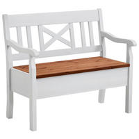 SITZBANK 105/93/58 cm Weiß, Bernsteinfarben Kiefer massiv  - Bernsteinfarben/Weiß, ROMANTIK / LANDHAUS, Holz (105/93/58cm) - Boxxx