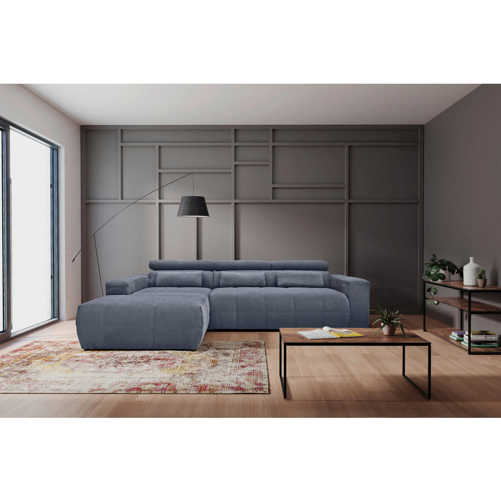 Thumbnail - Mid.you Ecksofa, Dunkelgrau, Textil, Uni, 3-Sitzer, Ottomane links, L-Form, 285x175 cm, Made in EU, FSC Mix, Rücken echt...