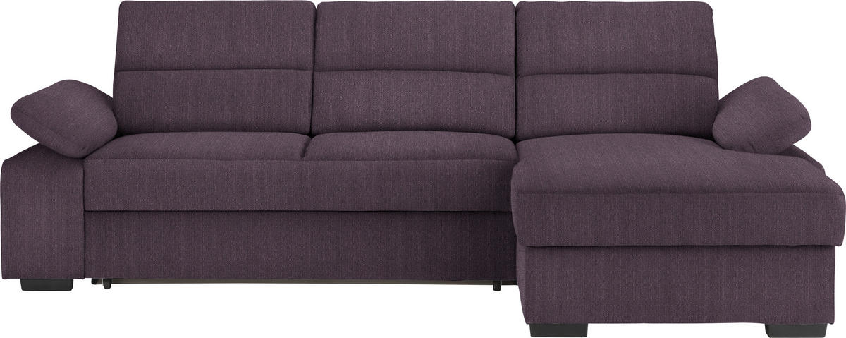 ECKSOFA in Webstoff Violett  258/166 cm  - Dunkelbraun/Violett, KONVENTIONELL, Kunststoff/Textil (258/166cm) - Cantus