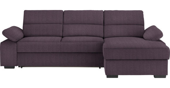 ECKSOFA in Webstoff Violett  - Dunkelbraun/Violett, KONVENTIONELL, Kunststoff/Textil (258/166cm) - Cantus