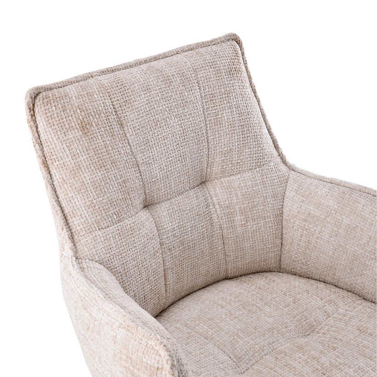 ARMLEHNSTUHL  Sitzfläche 180° drehbar Flachgewebe  Beige  - Beige/Weiß, MODERN, Textil/Metall (59/85/63cm) - MID.YOU