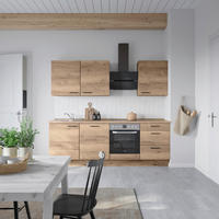 Bucătărie Fără Electrocasnice  - stejar închis la culoare/negru, Modern, metal/material pe bază de lemn (240cm) - Nobilia